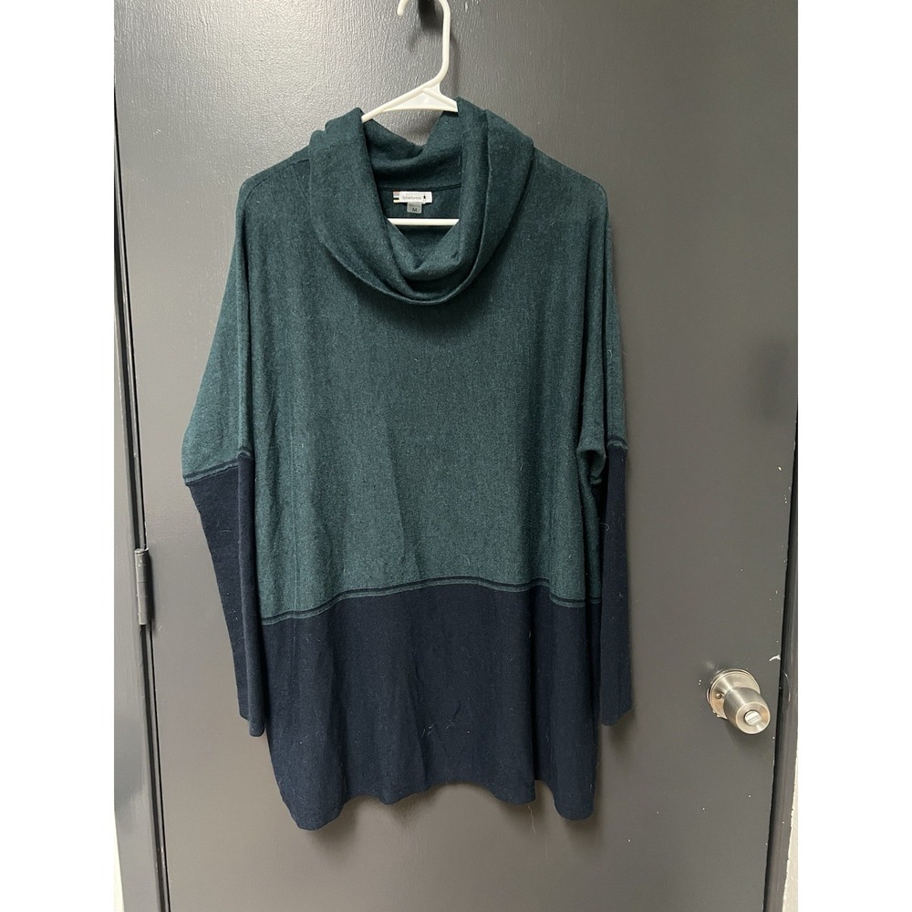 Smartwool Edgewood Poncho Sweater Green Blue Size Medium Womens